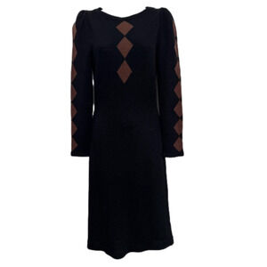 Vintage Raul Blanco sweater dress midi length black and tan long sleeve small